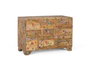 GINER Y COLOMER Commode en bois de manguier massif avec 10 tiroirs de différentes tailles et décoration de fleurs peintes à la main - Couleur naturel